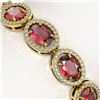 Image 3 : 21.71 ctw Tourmaline & Diamond Micro Pave Halo Bracelet 10k Yellow Gold - REF-338W9H