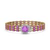 Image 1 : 24.75 ctw Amethyst & Diamond Bracelet 14K Yellow Gold - REF-281K8Y