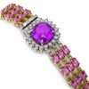 Image 2 : 24.75 ctw Amethyst & Diamond Bracelet 14K Yellow Gold - REF-281K8Y