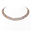 Image 1 : 61.73 ctw Multi Color Sapphire & Diamond Necklace 10K Rose Gold - REF-709Y3X