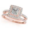 Image 1 : 1.21 ctw Certified VS/SI Princess Diamond 2pc Set Halo 14k Rose Gold - REF-170H5R