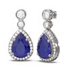 Image 2 : 3.1 ctw Sapphire & Diamond Earrings 18K White Gold - REF-134M2G
