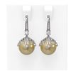 Image 1 : 1 ctw Diamond & Pearl Earrings 18K White Gold - REF-129A8N