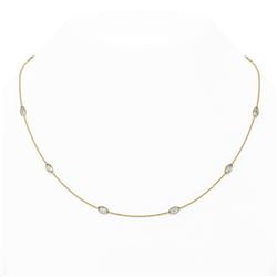3.3 ctw Marquise Diamond Station Necklace 18K Yellow Gold - REF-555X3A