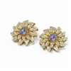 Image 3 : 5.87 ctw Tanzanite & Diamond Earrings 18K Yellow Gold - REF-447N3F