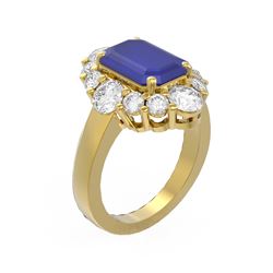 8.54 ctw Sapphire & Diamond Ring 18K Yellow Gold - REF-409R3K