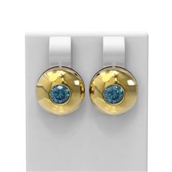1.04 ctw Intense Blue Diamond Earrings 18K Yellow Gold - REF-140A2N