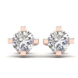 1 ctw Certified VS/SI Diamond Solitaire Stud Earrings 14k Rose Gold - REF-145M3G