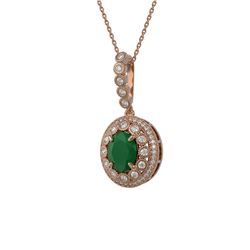 4.67 ctw Certified Emerald & Diamond Victorian Necklace 14K Rose Gold - REF-139F8M