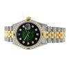 Image 2 : Rolex Men's Two Tone 14K Gold/SS, QuickSet, Diam Dial & Diam/Emerald Bezel - REF-557K7T