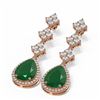 Image 3 : 9.82 ctw Emerald & Diamond Earrings 18K Rose Gold - REF-340G2W