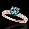 Image 1 : 1.18 ctw SI Certified Blue Diamond Solitaire Antique Ring 10k Rose Gold - REF-120N2F