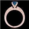 Image 2 : 1.18 ctw SI Certified Blue Diamond Solitaire Antique Ring 10k Rose Gold - REF-120N2F