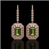 Image 1 : 13.4 ctw Tourmaline & Diamond Victorian Earrings 14K Rose Gold - REF-375A3N