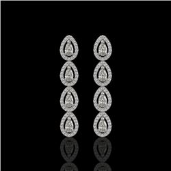 3.84 ctw Pear Cut Diamond Micro Pave Earrings 18K White Gold - REF-334W6H