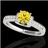 Image 1 : 1.11 ctw Certified SI Fancy Yellow Diamond Solitaire Ring 10k White Gold - REF-190X9A