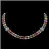 Image 1 : 43.68 ctw Sapphire & Diamond Necklace 14K White Gold - REF-527Y3X
