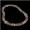 Image 2 : 43.68 ctw Sapphire & Diamond Necklace 14K White Gold - REF-527Y3X