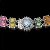 Image 3 : 43.68 ctw Sapphire & Diamond Necklace 14K White Gold - REF-527Y3X