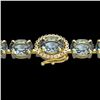 Image 1 : 15.25 ctw Aquamarine & Diamond Eternity Micro Bracelet 14k Yellow Gold - REF-176W4H