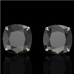 12 ctw Cushion Black Diamond Designer Earrings 14k Rose Gold - REF-290H9R