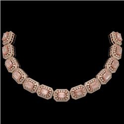 52.65 ctw Morganite & Diamond Victorian Bracelet 14K Rose Gold - REF-1818X4A