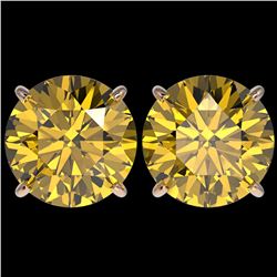 5 ctw Certified Intense Yellow Diamond Stud Earrings 10k Rose Gold - REF-810F2M