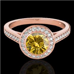 1.3 ctw Certified SI/I Fancy Intense Yellow Diamond Ring 10k Rose Gold - REF-177F3M