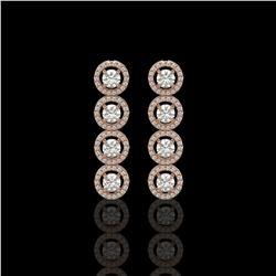 3.84 ctw Diamond Micro Pave Earrings 18K Rose Gold - REF-304H8R