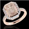 Image 2 : 4.50 ctw Morganite & Micro Pave VS/SI Diamond Ring 14k Rose Gold - REF-91X6A