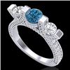 Image 1 : 2.3 ctw Fancy Intense Blue Diamond Micro Pave Ring 18k White Gold - REF-236W4H