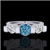 Image 2 : 2.3 ctw Fancy Intense Blue Diamond Micro Pave Ring 18k White Gold - REF-236W4H