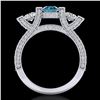 Image 3 : 2.3 ctw Fancy Intense Blue Diamond Micro Pave Ring 18k White Gold - REF-236W4H