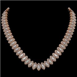 39.68 ctw Marquise Cut Diamond Micro Pave Necklace 18K Rose Gold - REF-5438F6M