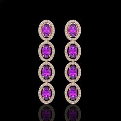 5.56 ctw Amethyst & Diamond Micro Pave Halo Earrings 10k Rose Gold - REF-143N6F