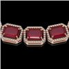 Image 3 : 84.94 ctw Ruby & Diamond Micro Pave Halo Necklace 10k Rose Gold - REF-930F2M
