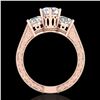 Image 1 : 2.01 ctw VS/SI Diamond Solitaire Art Deco 3 Stone Ring 18k Rose Gold - REF-527K3Y