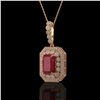 Image 1 : 7.18 ctw Certified Ruby & Diamond Victorian Necklace 14K Rose Gold - REF-172A8N