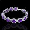 Image 2 : 24 ctw Amethyst & Micro Pave VS/SI Diamond Bracelet 10k White Gold - REF-360M2G