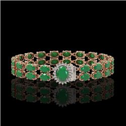 19.57 ctw Emerald & Diamond Bracelet 14K Rose Gold - REF-263A6N