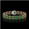 Image 3 : 19.57 ctw Emerald & Diamond Bracelet 14K Rose Gold - REF-263A6N