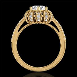 1.65 ctw VS/SI Diamond Art Deco Micro Pave Ring 18k Yellow Gold - REF-427W3H