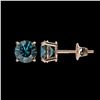 Image 2 : 1.08 ctw Certified Intense Blue Diamond Stud Earrings 10k Rose Gold - REF-71W2H