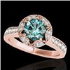 Image 1 : 1.5 ctw SI Certified Fancy Blue Diamond Solitaire Halo Ring 10k Rose Gold - REF-135Y2X
