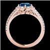Image 2 : 1.5 ctw SI Certified Fancy Blue Diamond Solitaire Halo Ring 10k Rose Gold - REF-128G8W