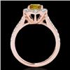 Image 2 : 2 ctw Certified SI/I Fancy Intense Yellow Diamond Halo Ring 10k Rose Gold - REF-229Y3X