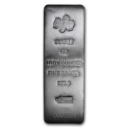 One piece 100 oz 0.999 Fine Silver Bar PAMP Suisse - 196345