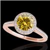 Image 1 : 1.55 ctw Certified SI/I Fancy Intense Yellow Diamond Ring 10k Rose Gold - REF-204G5W