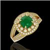 Image 1 : 2.69 ctw Certified Emerald & Diamond Victorian Ring 14K Yellow Gold - REF-104M9G