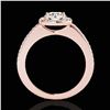 Image 2 : 1.25 ctw Certified Diamond Solitaire Halo Ring 10k Rose Gold - REF-190M9G